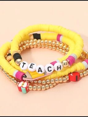 Stackable Teach Pencil Bracelet Set